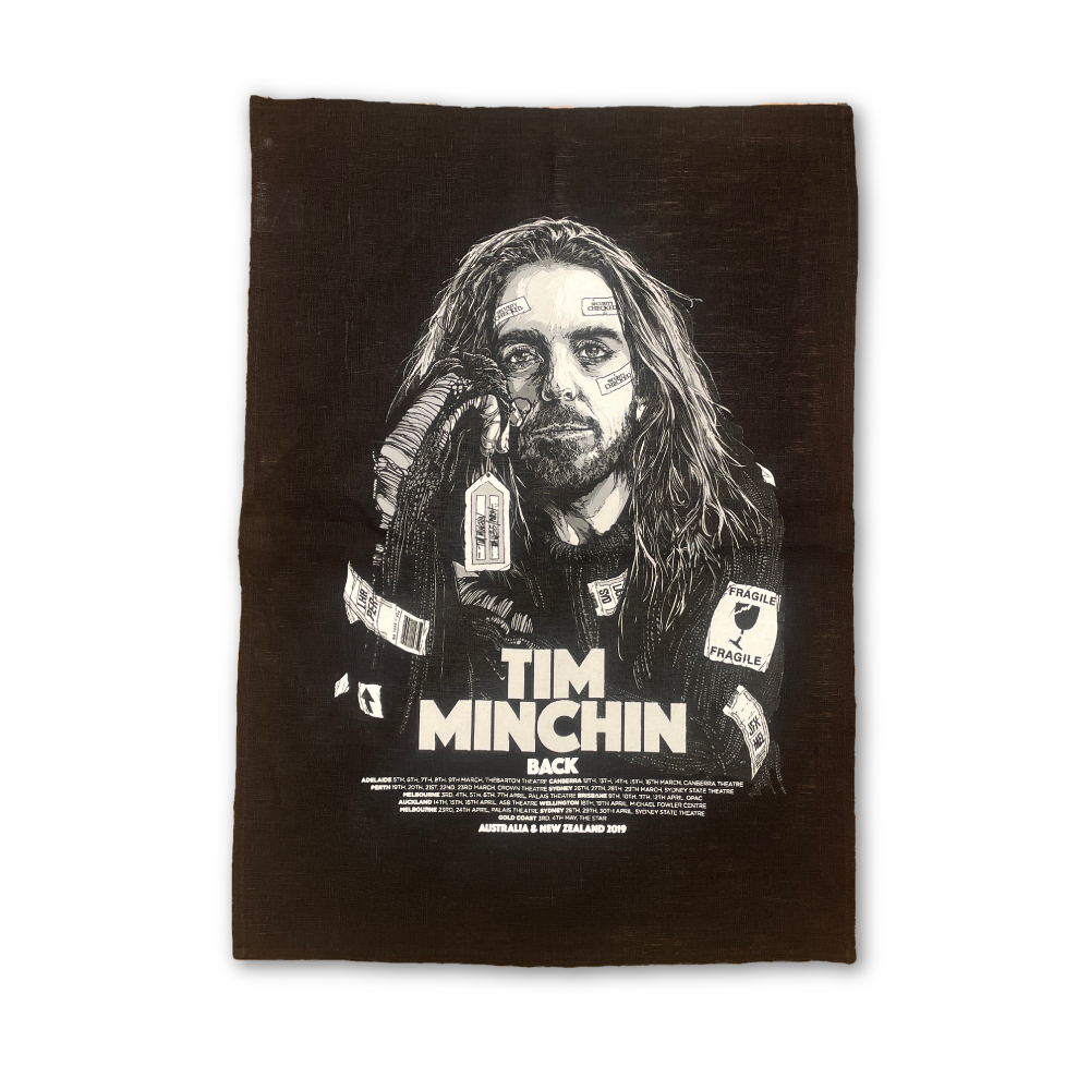 Tim Minchin / Back Tour Illustration / Black Tea Towel