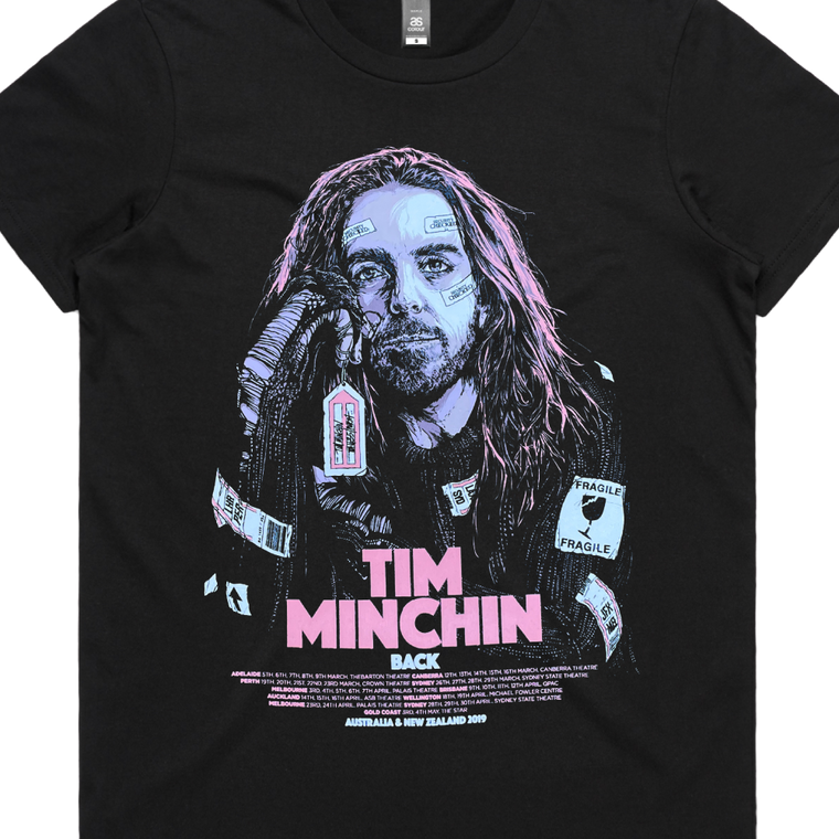 Tim Minchin / Back Tour Illustration / Womens Black T-Shirt