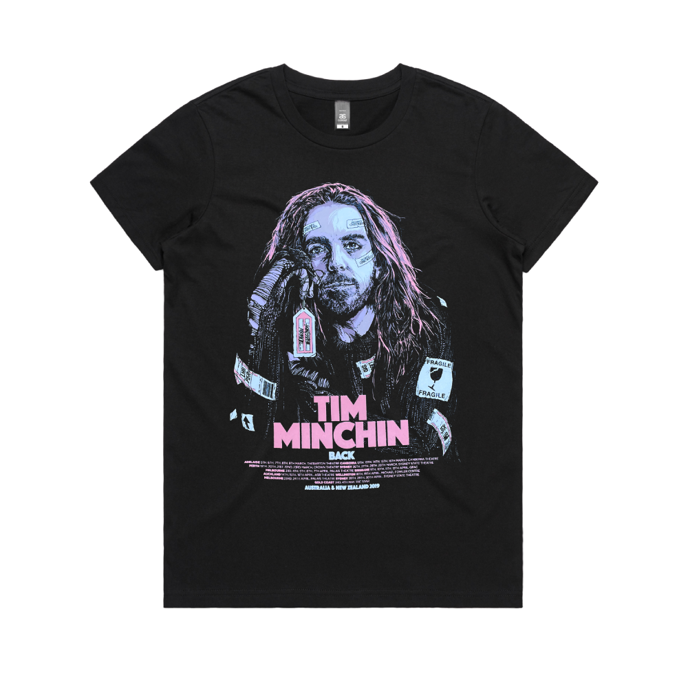 Tim Minchin / Back Tour Illustration / Womens Black T-Shirt