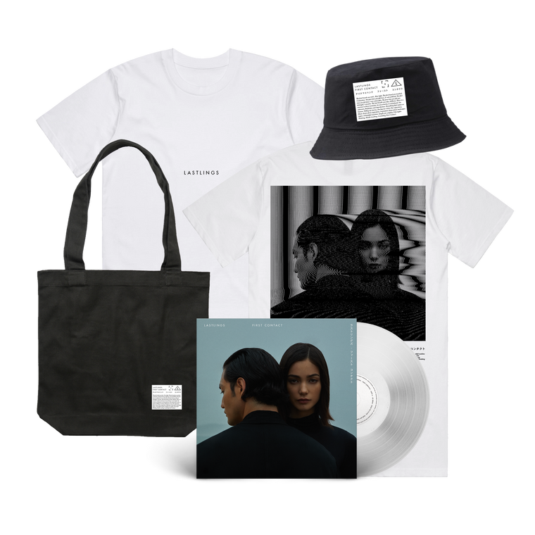 Lastlings / First Contact Tee & Deluxe Vinyl & Bucket Hat & Tote Bundle