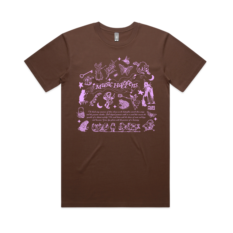 Music In Exile / 'Music Happens' Brown T-Shirt