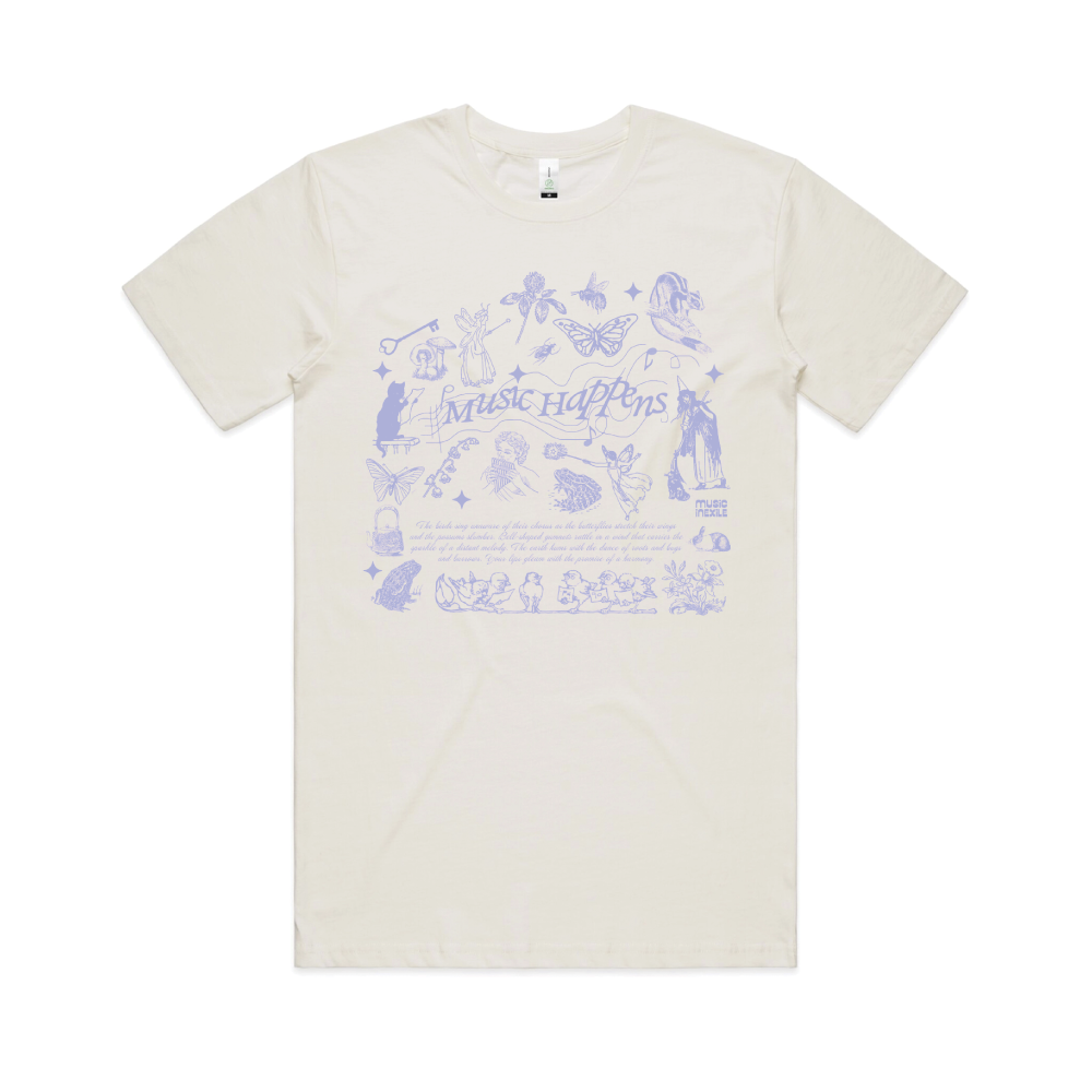 Music In Exile / 'Music Happens' Natural T-Shirt