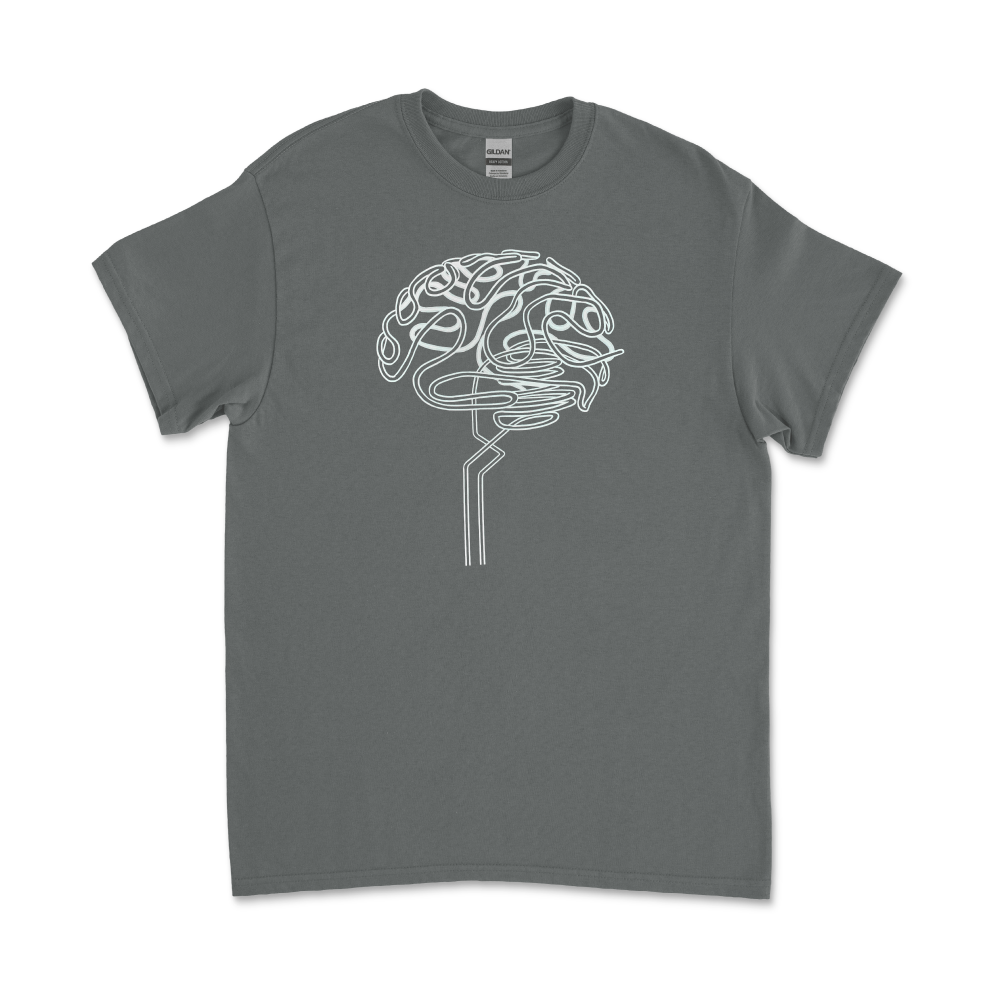 Neon Crimson Brain / Grey T-Shirt