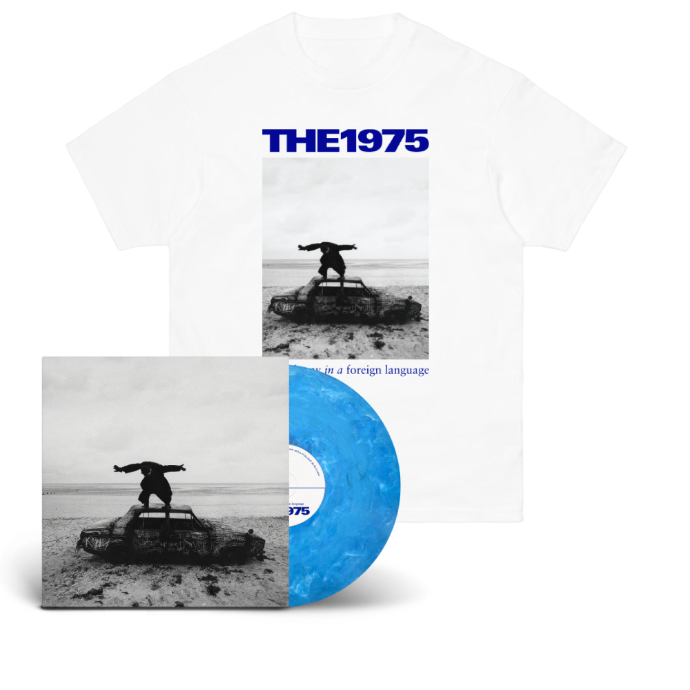 The 1975 / Being Funny in a Foreign Language LP Galaxy Blue Vinyl & T-Shirt Bundle