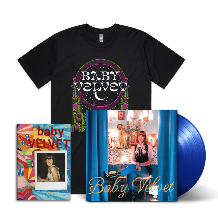Baby Velvet / Please Don’t Be In Love With Someone Else LP Royal Blue Vinyl & Black T-shirt Bundle