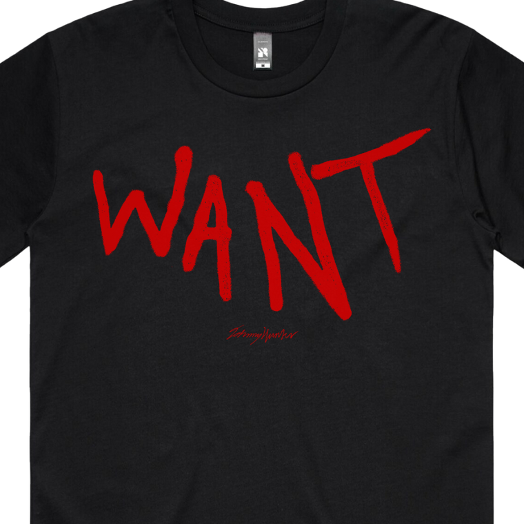 Johnny Hunter / Want Black T-shirt & Digital Download