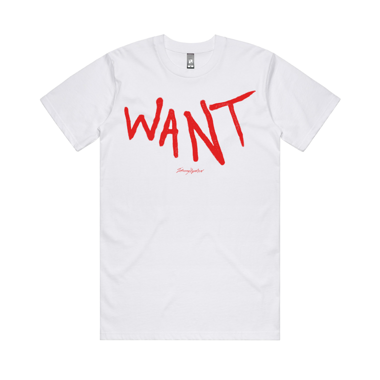 Johnny Hunter / Want White T-shirt & Digital Download