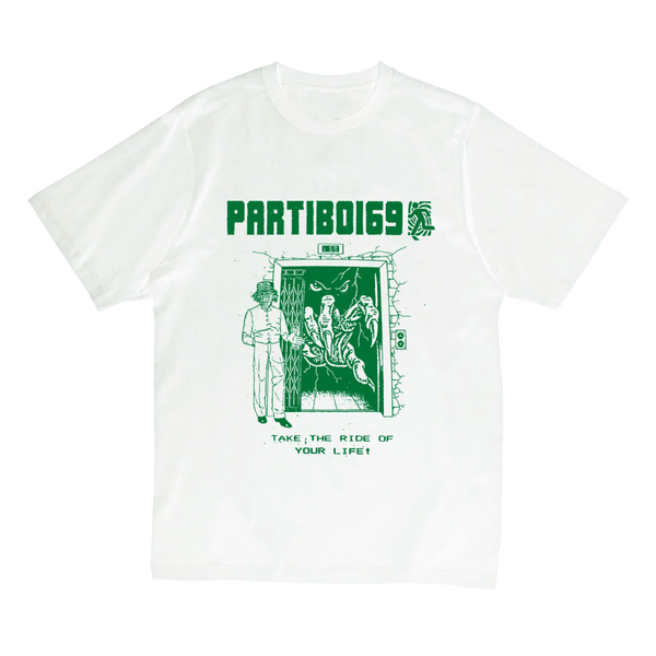 Partiboi69 / Elevator White T-Shirt – sound-merch.com.au