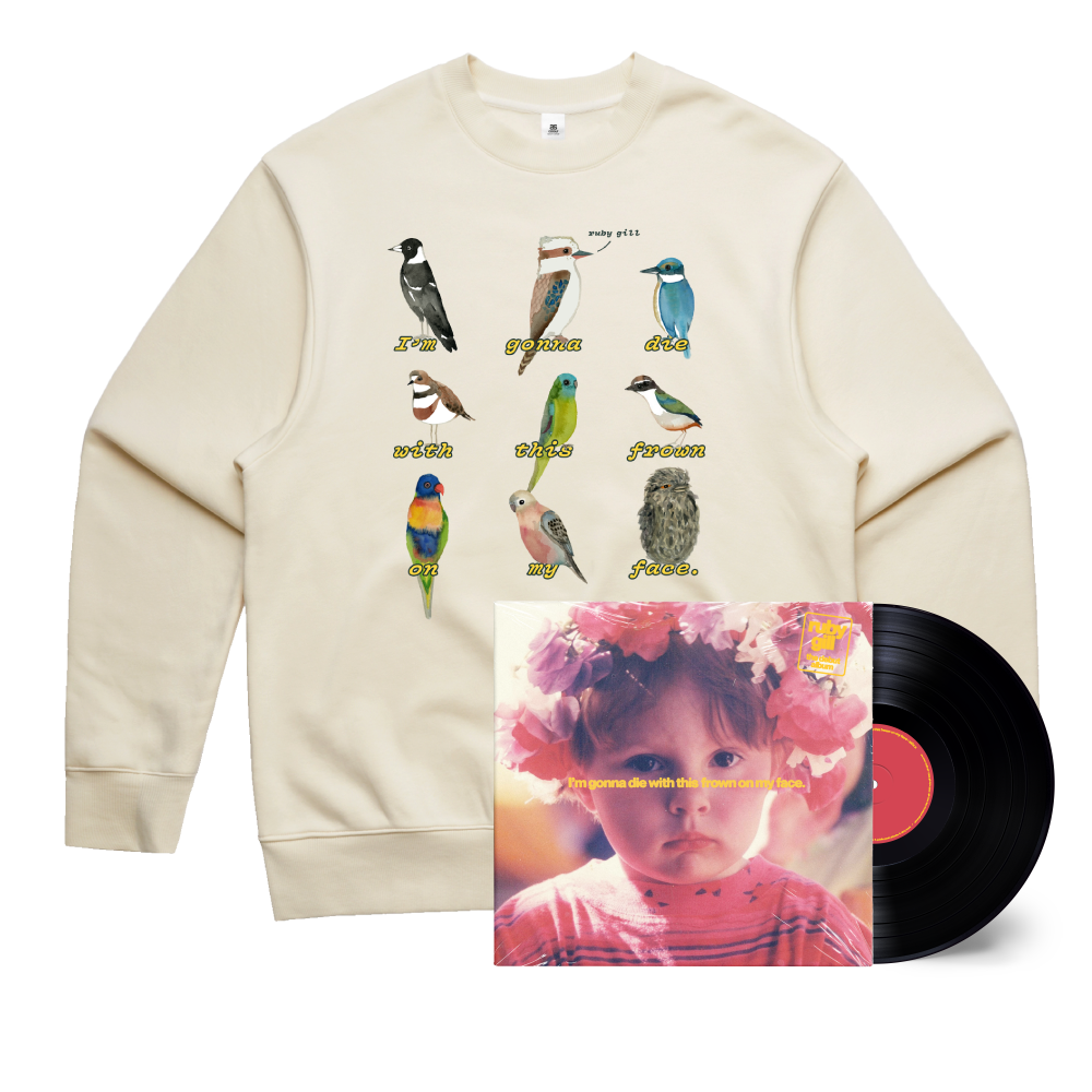 Ruby Gill / I’m gonna die with this frown on my face Black Vinyl + Birds Crew Bundle