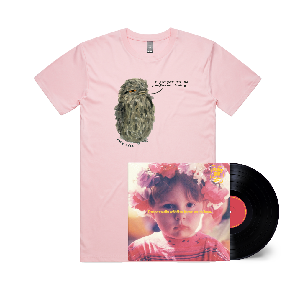 Ruby Gill / I’m gonna die with this frown on my face Black Vinyl + Profound Bird T-Shirt Bundle