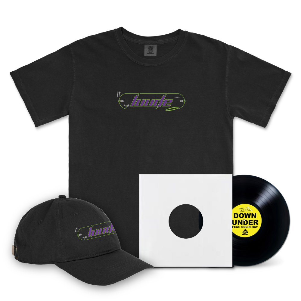 LUUDE / Down Under 12" Vinyl, Puff Logo T-Shirt & Dad Cap Bundle