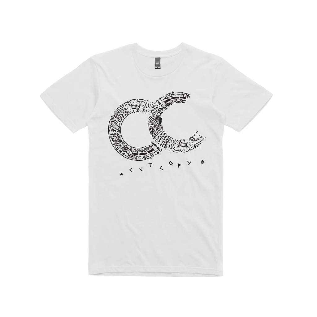 Cut Copy CC white t shirt. sound merch