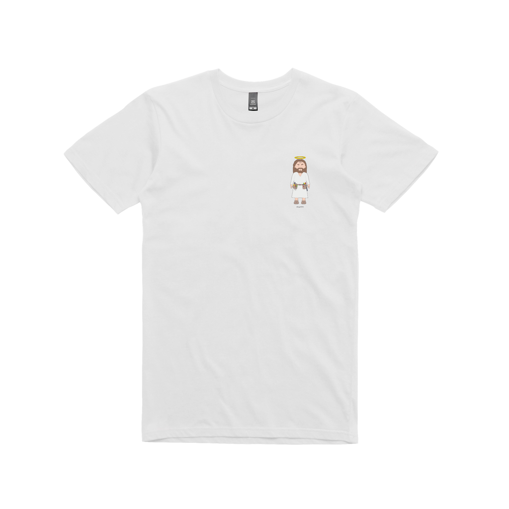 Stepmates 'Jesus' White T-shirt – sound-merch.com.au